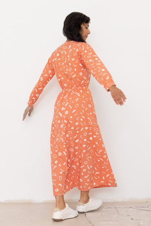 Luz Dress - Flamingo - Squiggles Print