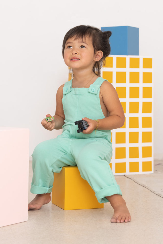 Organic Play Overalls - Seafoam