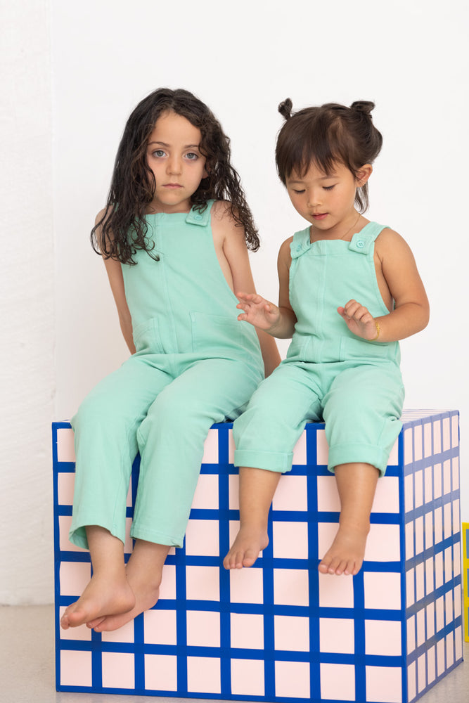 Organic Play Overalls - Seafoam