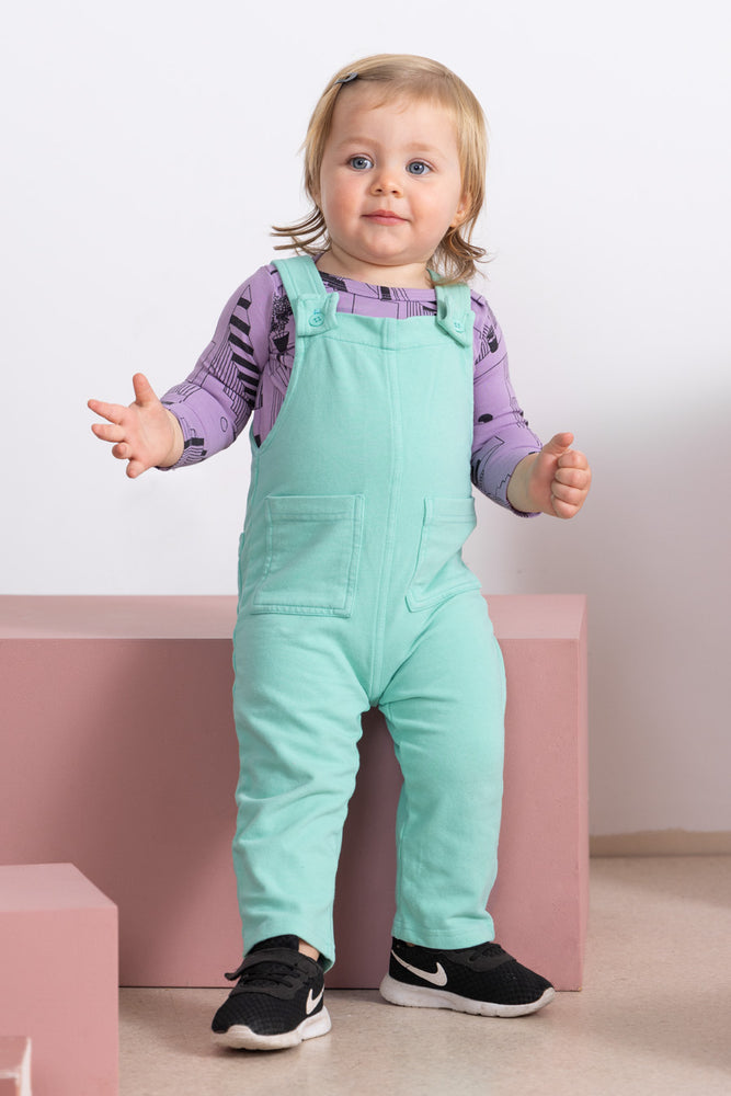 Organic Play Overalls - Seafoam